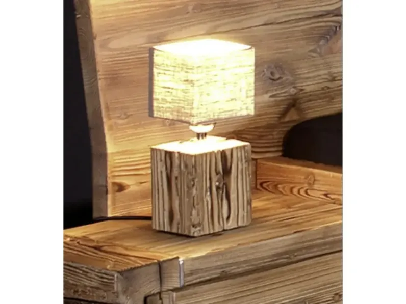 Lampada da tavolo in legno e tessuto 12 40 Nachttischlampe di Sprenger