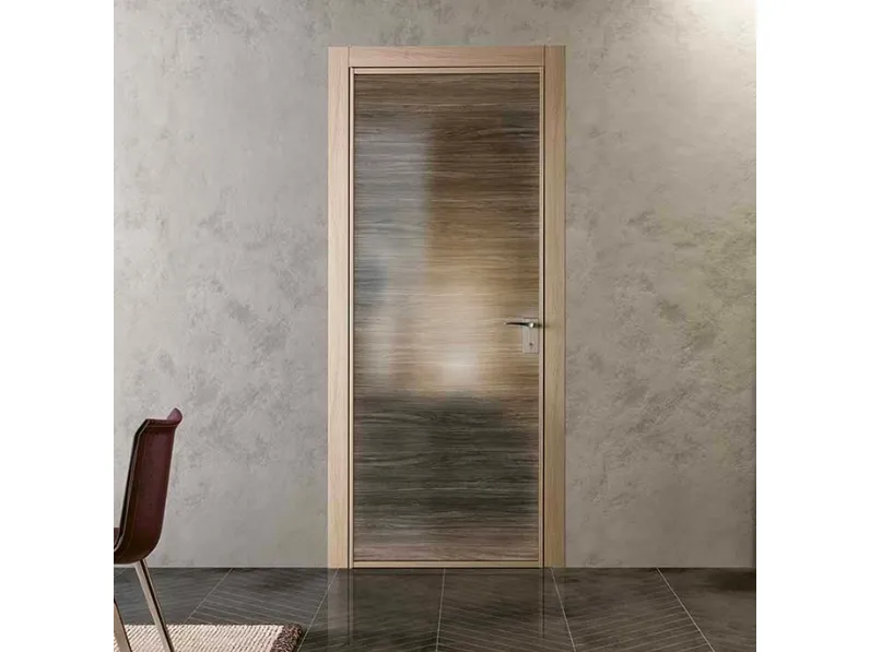 Porta per interni battente Grafite Glass Grano in vetro con telaio in alluminio di BiHome