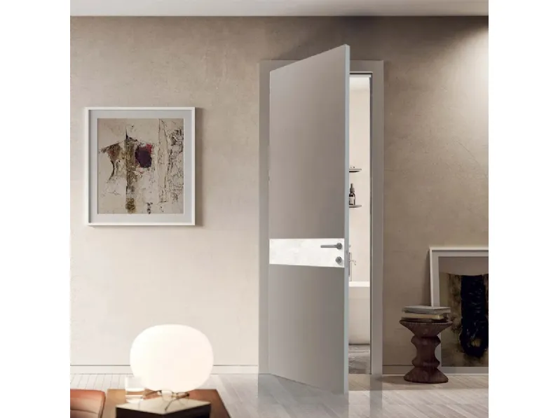 Porta per interni Fusion Nosy Diamond Cream con inserto in ceramica di Bertolotto