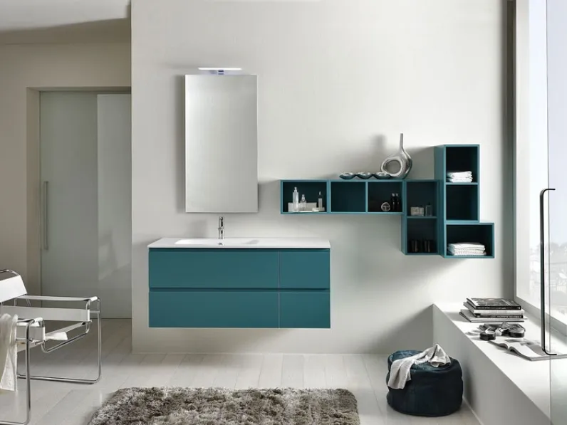 Mobile da Bagno Line 05 in laccato turchese menta e blu acqua opaco di Nice