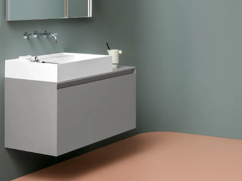 Mobile da Bagno sospeso Lineò M laccato Grigio di Arblu