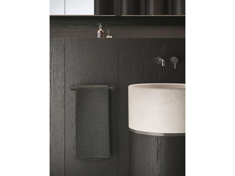 Lavabo Verticale in Rovere Carbone e Marmo Roma 24 04 di Milldue