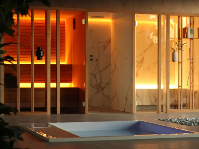 Sauna + Hammam + Doccia Yoku SPA in legno e gres di Effe