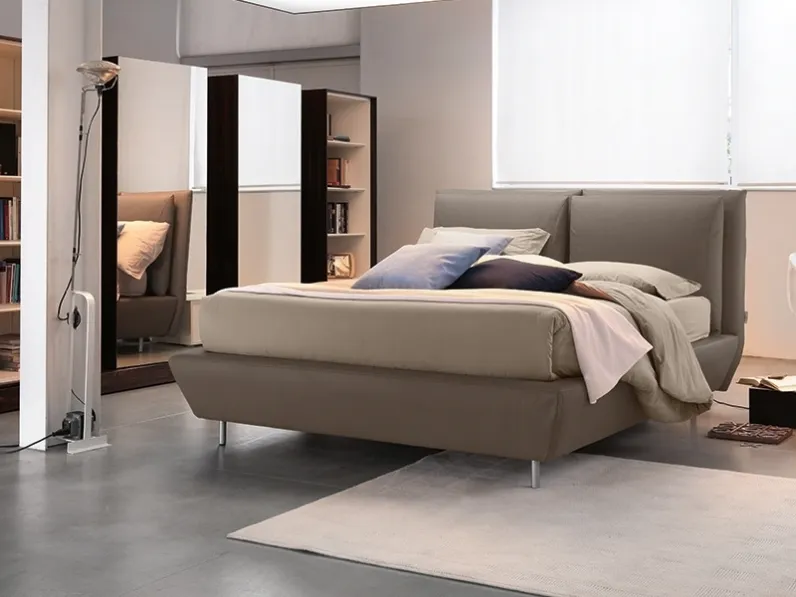 Letto in pelle con contenitore Alcott di Bontempi Letti Design