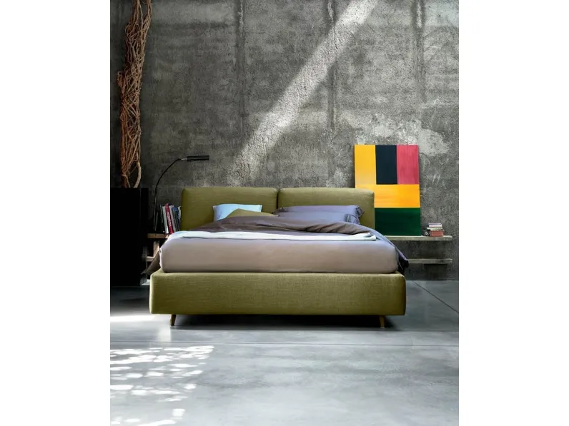 Letto con box contenitore in tessuto imbottito Kuna di Bontempi Letti Design