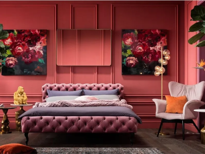 Letto Desire in Velluto Rosa di Kare Design