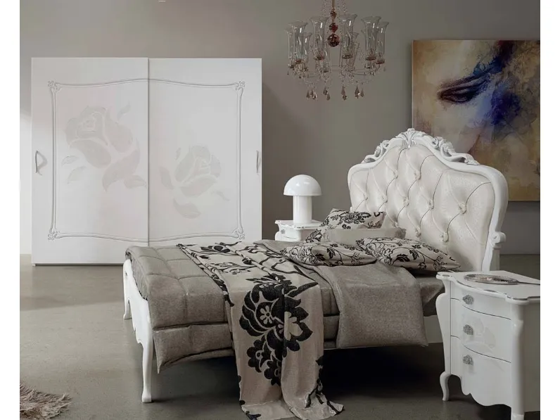 Letto Corinne con testiera in ecopelle imbottita e trapuntata di Euro Design