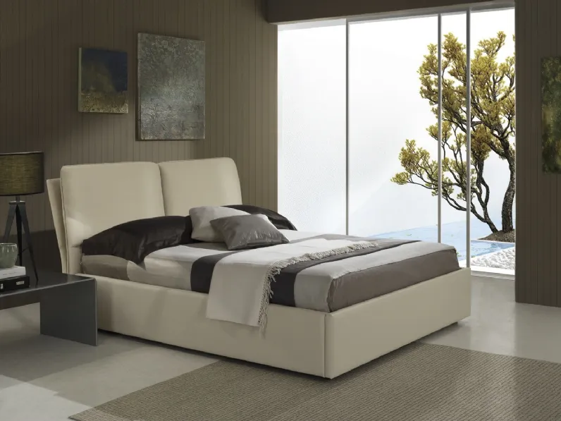 Letto in ecopelle con testiera e contenitore Ambassador di Imba Srl