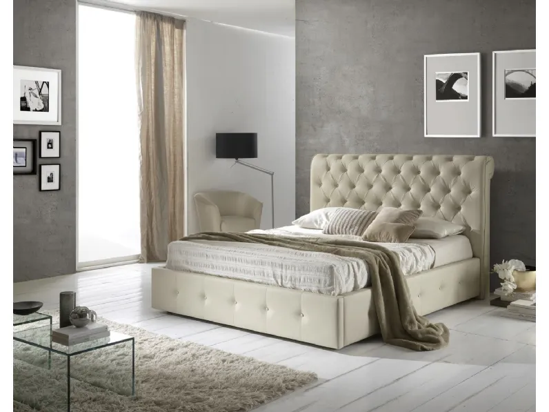 Letto classico in ecopelle trapuntata con testiera Peninsula di Imba Srl