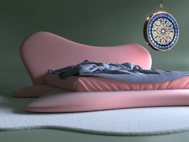 Letto di design dalle linee sinuose in tessuto Caricia di Migliorino