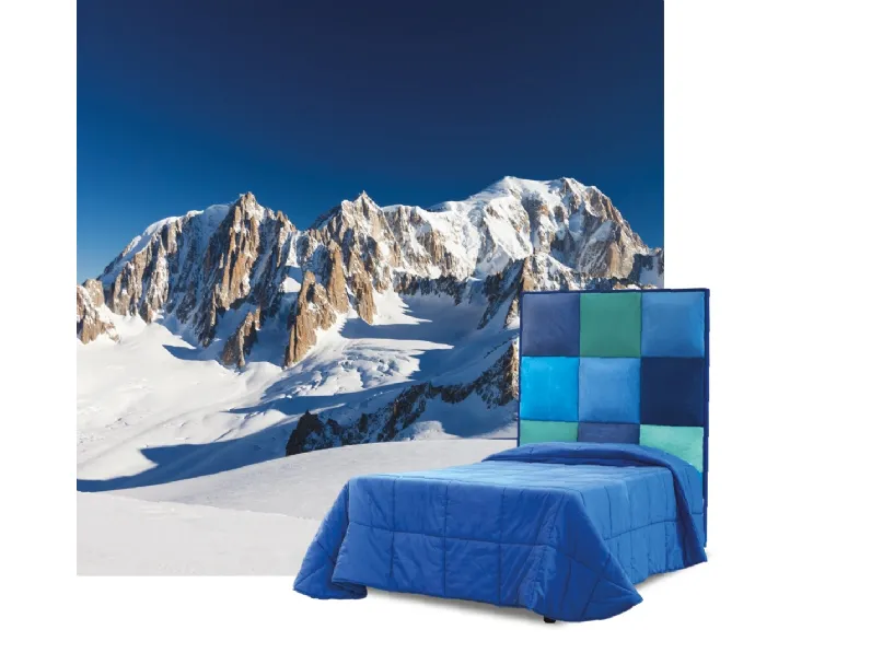 Letto Singolo con testiera a quadrotti colorati Chamonix di Baiardi