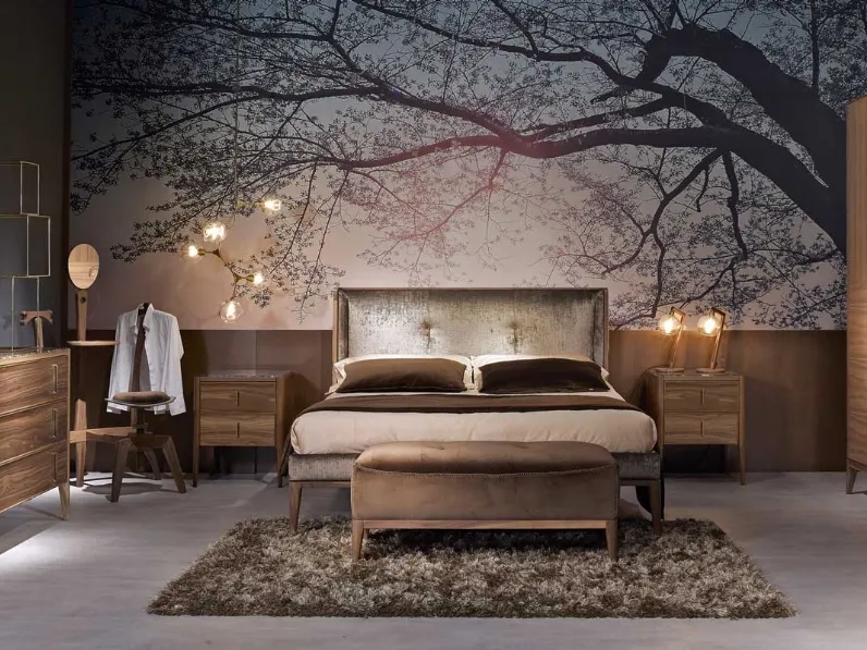 Letto in velluto con struttura in legno Contemporary Nights di Volpi