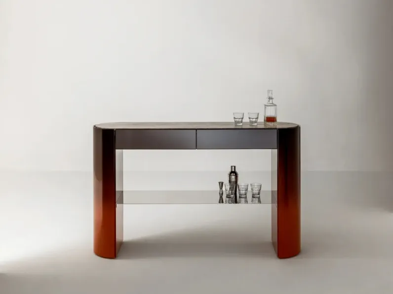 Mobile ingresso Collectionist Console in laccato lucido con top in marmo di Laura Meroni