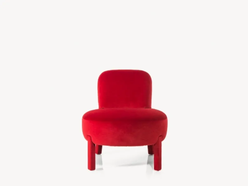 Poltroncina in tessuto rosso Bonobo di Moroso