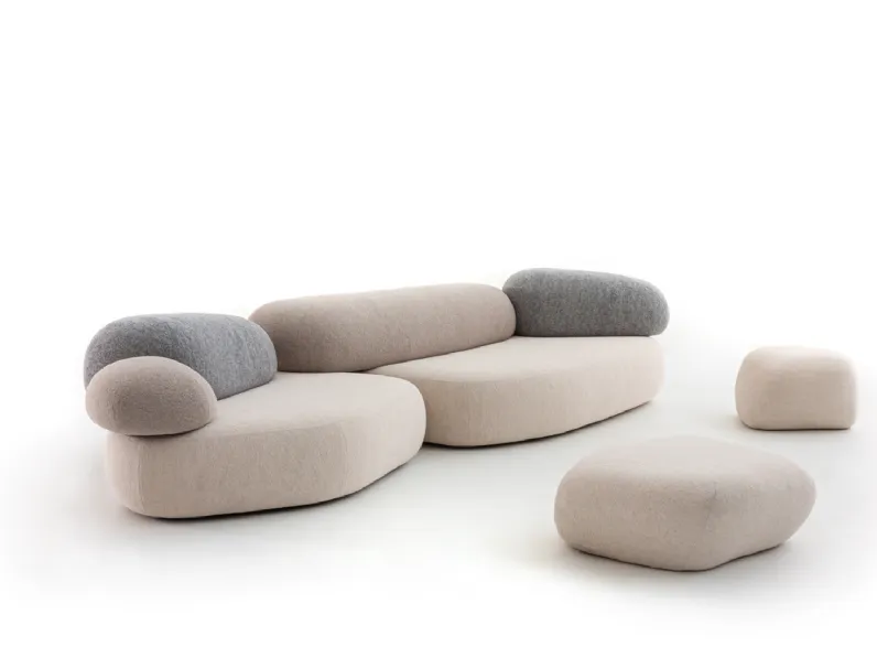 Divano lineare Pebble Rubble di Moroso