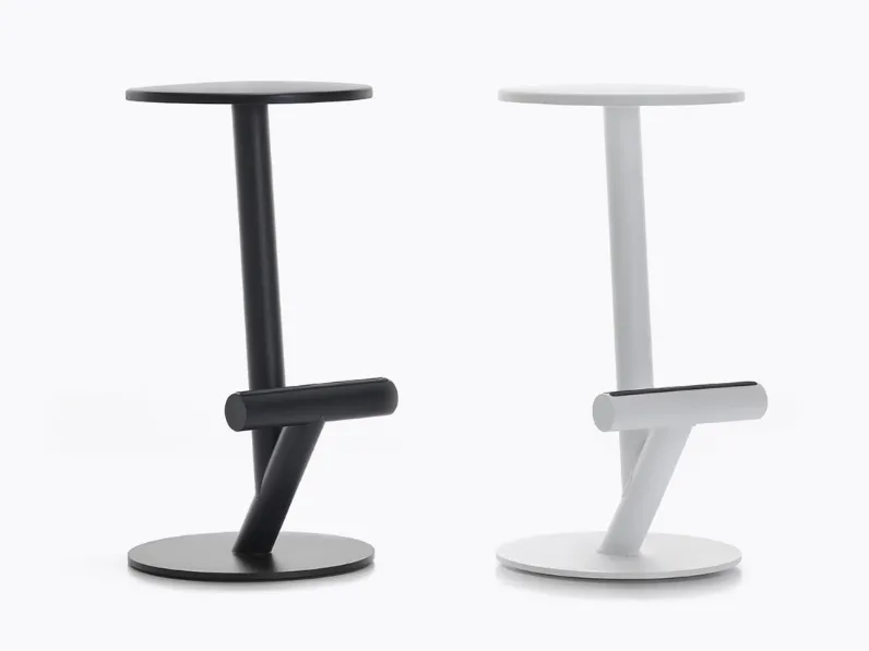 Sgabello Twig Stool in acciaio con seduta in poliuretano di MDF Italia