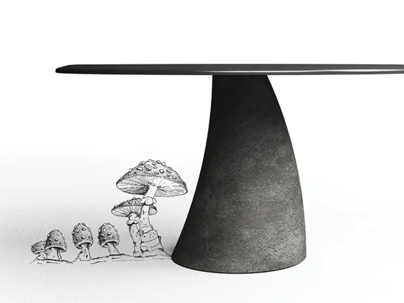 Tavolo Malone con top in legno laccato Nero e base in cemento di Minotti Italia