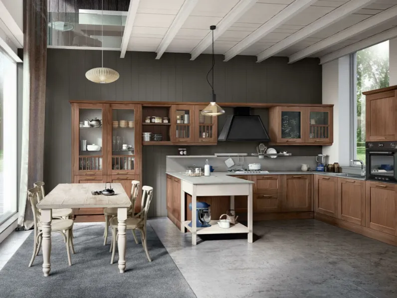 Cucina Classica con penisola Tabià 07 finitura rovere yuta di Spagnol Cucine