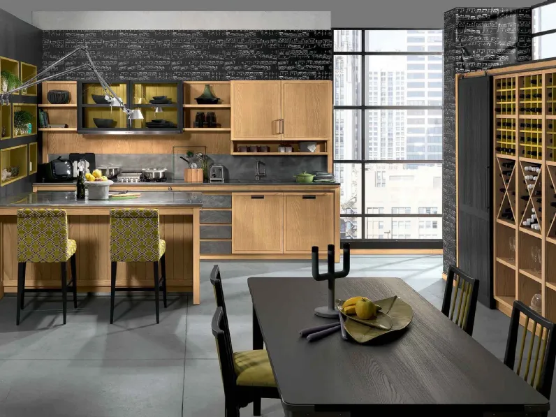 Cucina Design con penisola Industrial Chic 2 de L'Ottocento