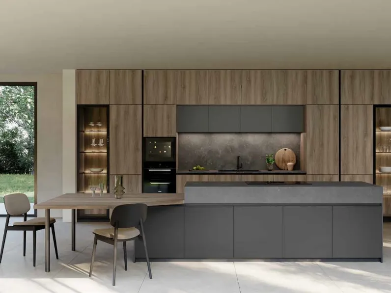 Cucina Design con isola Tiffany 02 in rovere e laccato di Zecchinon Cucine