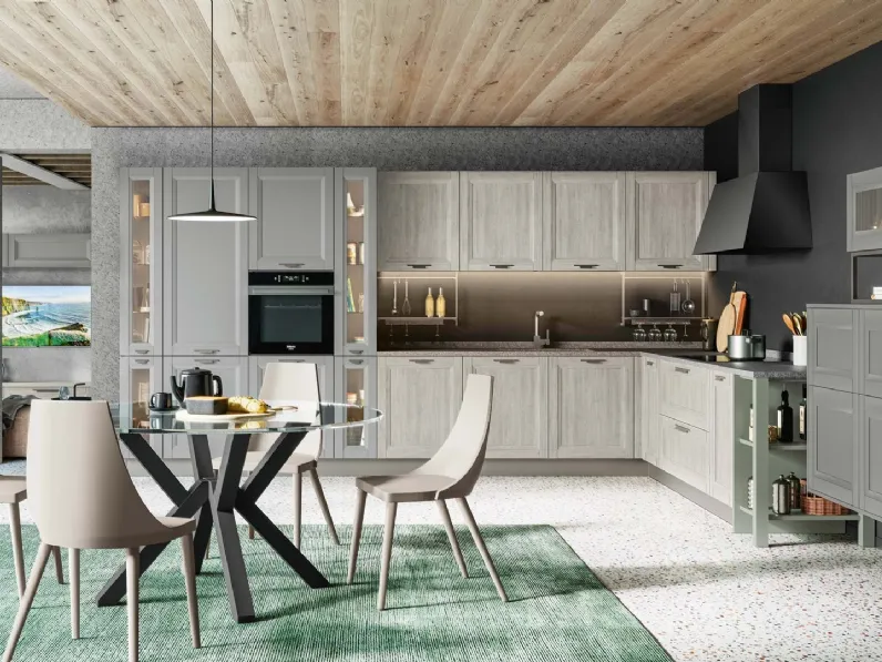 Cucina Moderna angolare Smart Rovere Greige e Pet Luna Supermatt di Creo