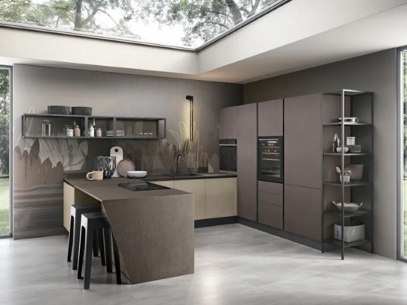 Cucina Moderna con penisola Dea22 3 di Cucinesse