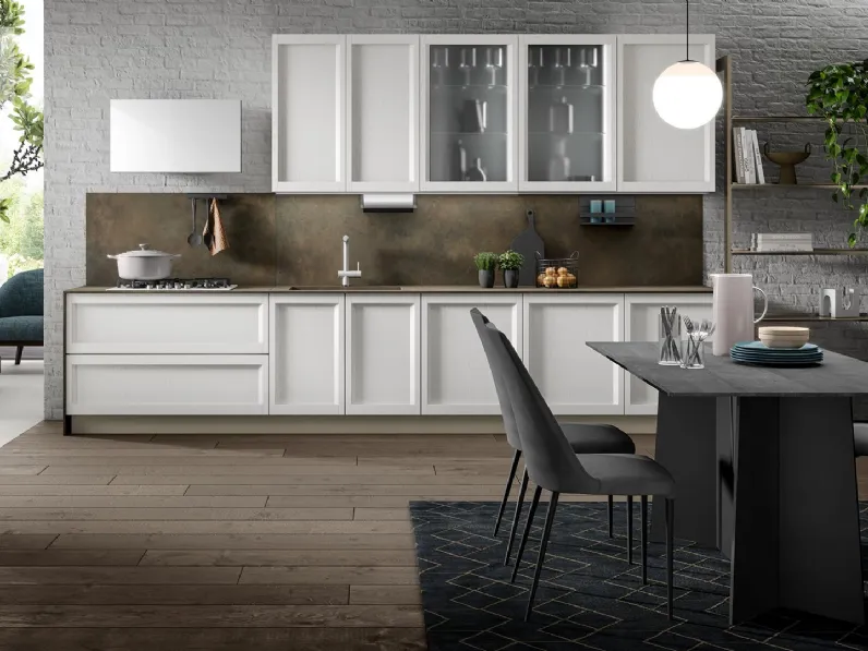 Cucina Moderna angolare Lea finitura bianco e grigio di Mobilturi