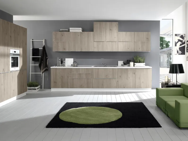 Cucina Moderna ad angolo Mia 03 Rovere Grigio di Net Cucine