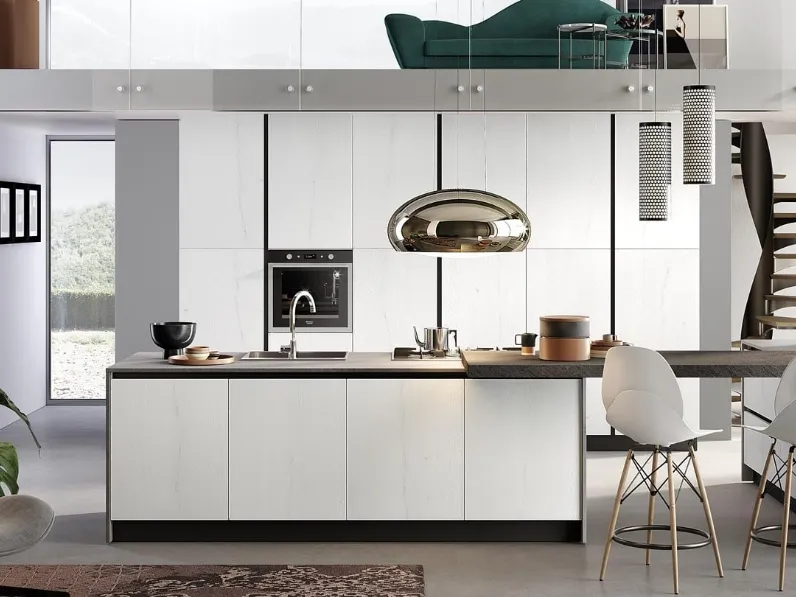 Cucina Moderna con isola Nala in rovere pietra di Mobilturi