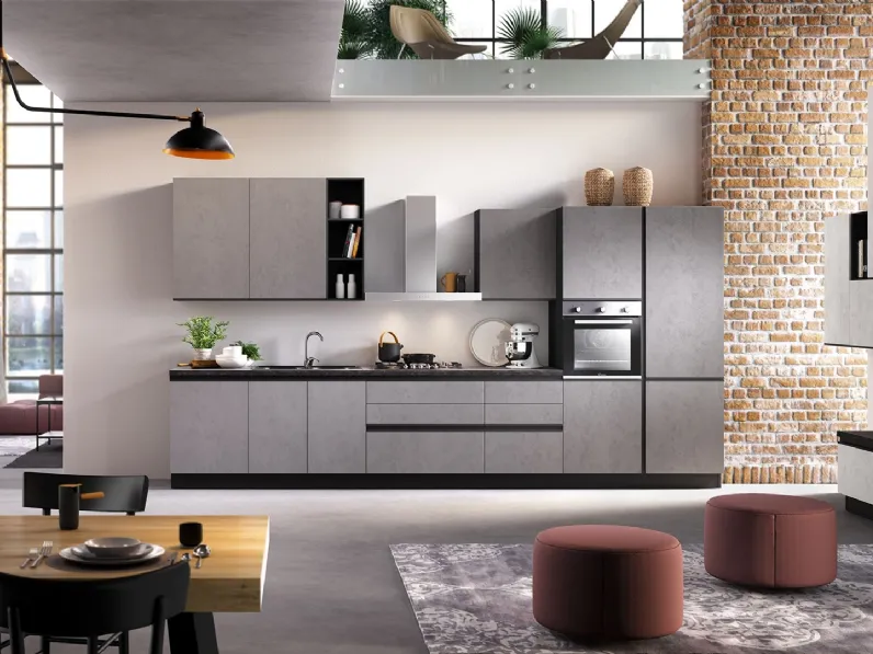 Cucina Moderna Zoe Ardesia e Ghiaccio Cemento di Net Cucine