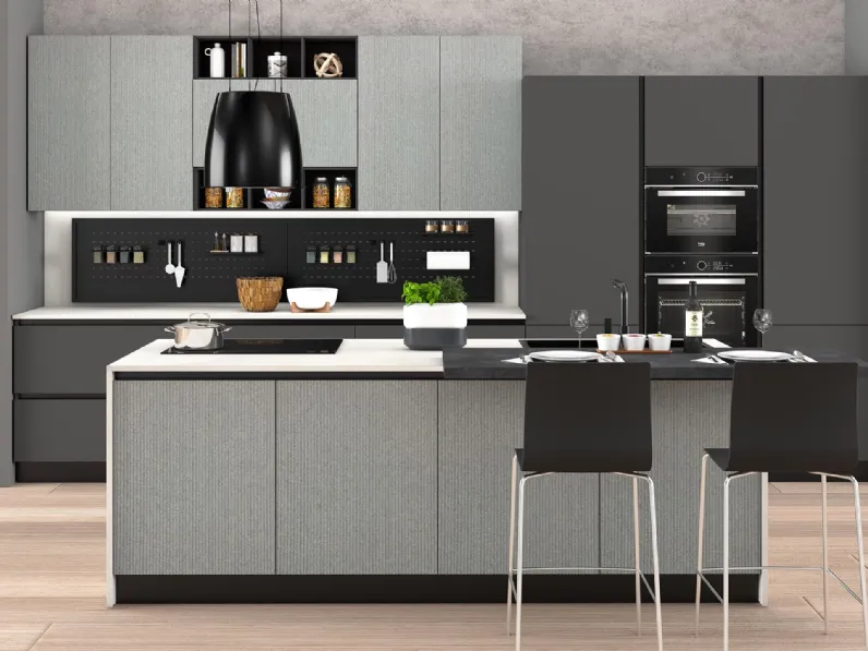 Cucina Moderna Sandy 01 Grigio Dune e Antracite Polvere di Net Cucine