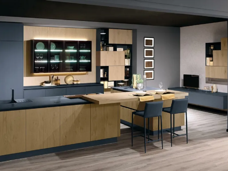 Cucina Moderna Tiffany e Nala grigio bromo e rovere savana di Mobilturi