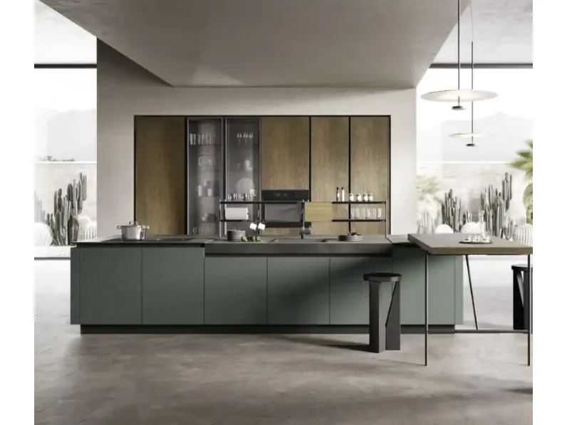 Cucina Moderna in rovere yuta con isola in laccato Venere 04 di Moretti Cucine