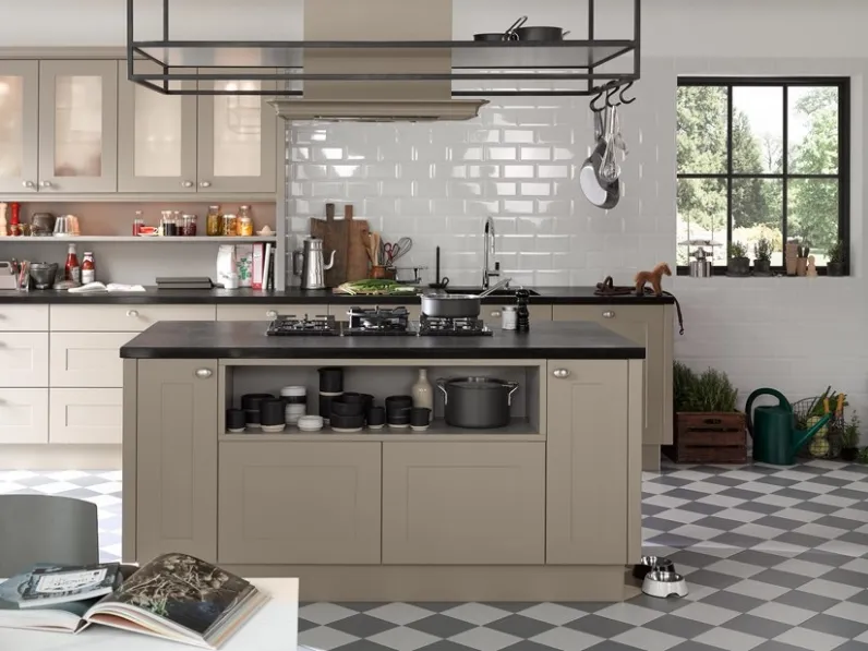 Cucina Shabby Chic con isola Frame Lack Lava di Nolte