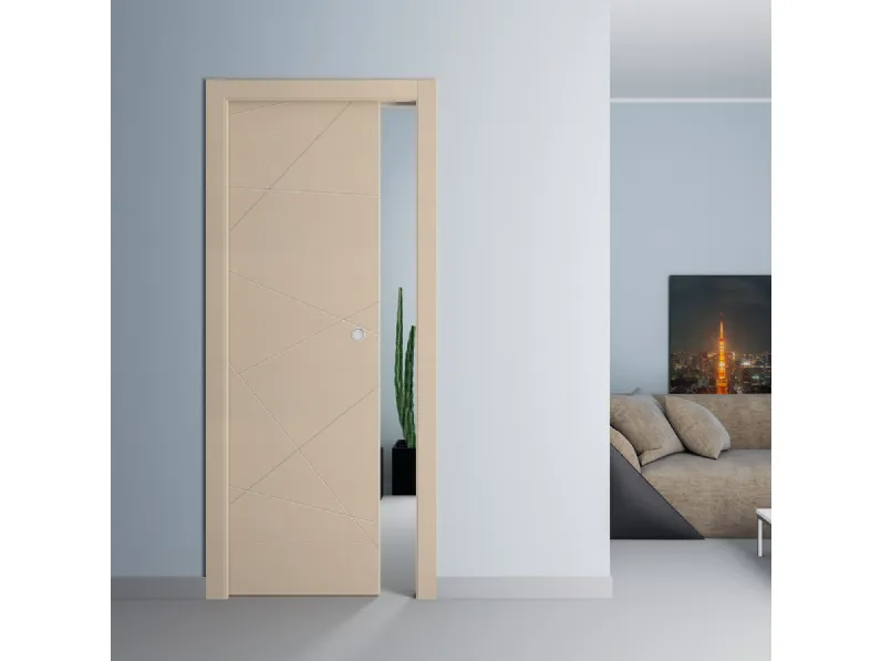 Porta interna Living LV03 in legno laccato tortora di Sololegno