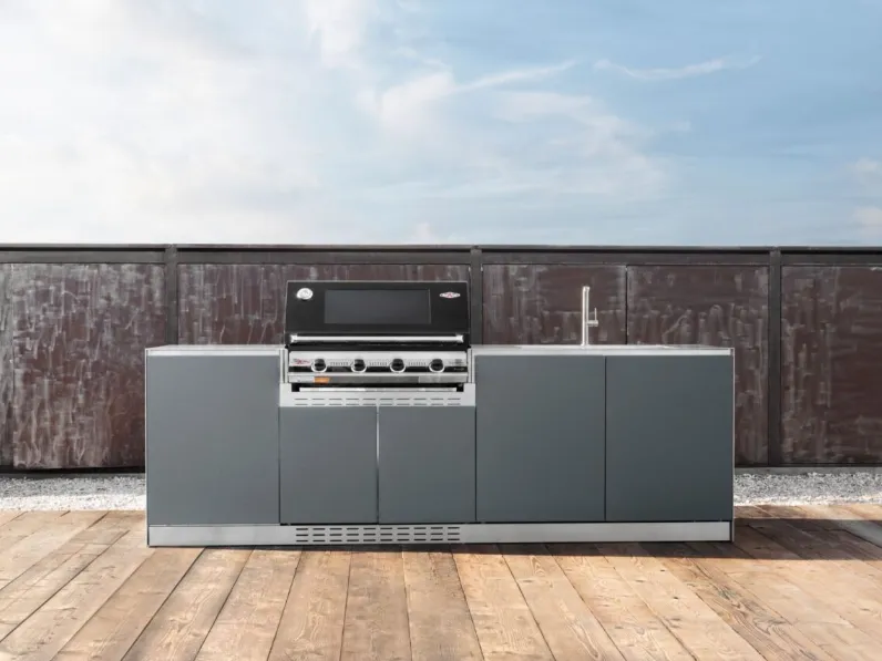 Cucina da esterno Via Nolfi in acciaio inox laccato grigio di OF Outdoor kitchens